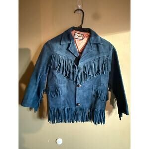 Pypse vintage blue suede fringed kids coat Mexico 10